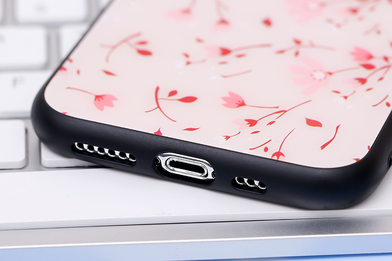 Ốp lưng iPhone 11 Pro nhựa cứng viền dẻo Tempered glass OSMIA CKAC547 Hoa baby hồng