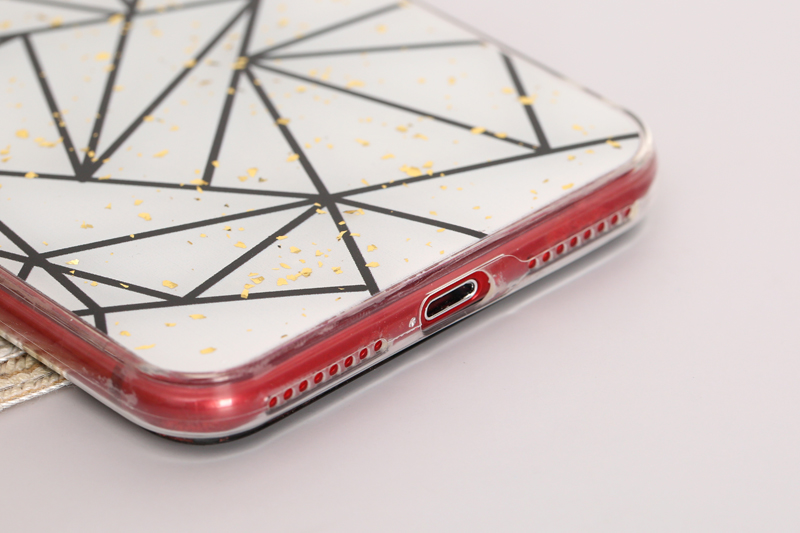 Ốp lưng iPhone 7 Plus/ 8 Plus Nhựa dẻo Epoxy acrylic with golden foil MEEKER CN102509 Đường kẻ