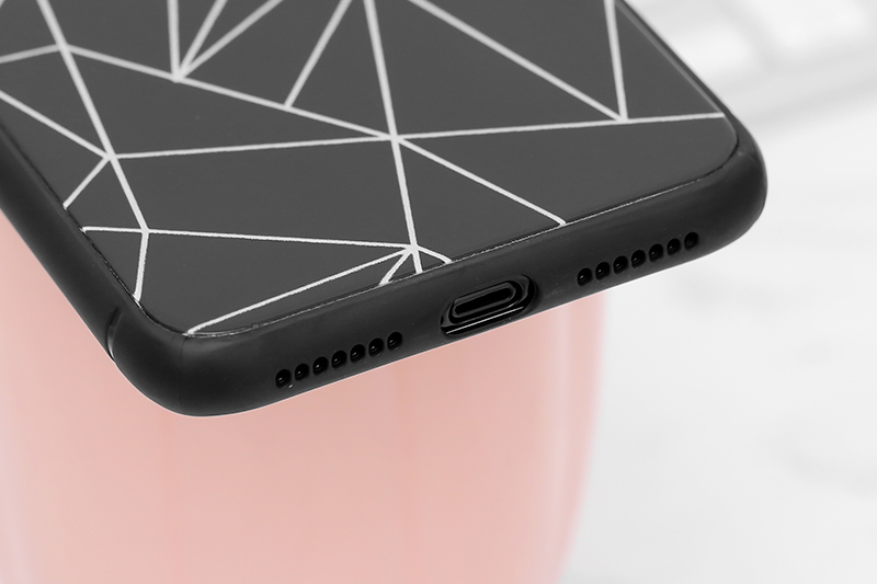 Ốp lưng iPhone XS Max nhựa cứng viền dẻo Glass printing JM 19G016 Đen Đường gold