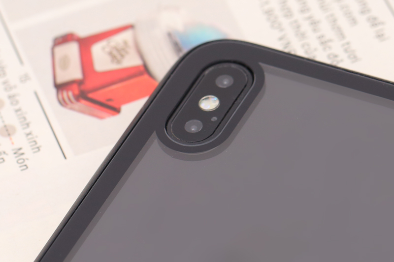 Ốp lưng iPhone XS Max nhựa cứng viền dẻo Glass simple II JM Đen