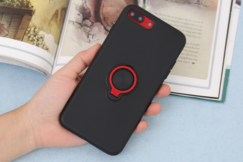 Ốp lưng iPhone 7 Plus/ 8 Plus nhựa dẻo CHESS RING JM Đen đỏ