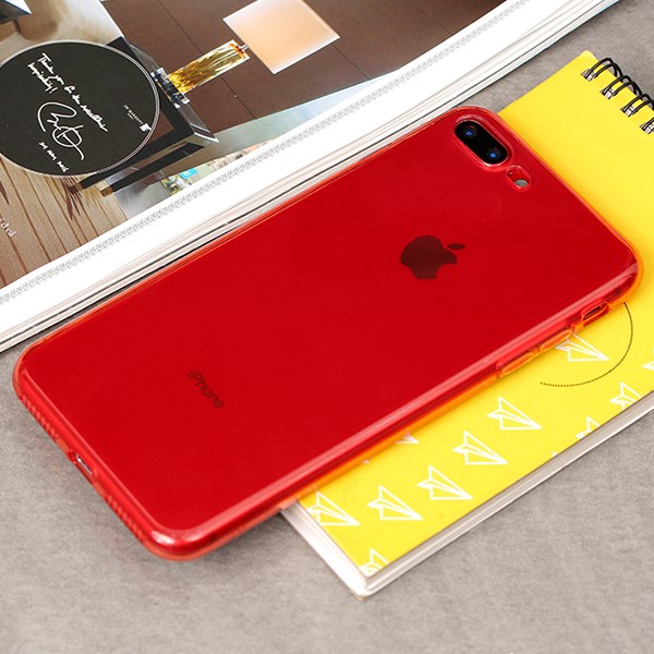 Ốp lưng iPhone 7 Plus/ 8 Plus Nhựa dẻo Puretal JM Đỏ trong
