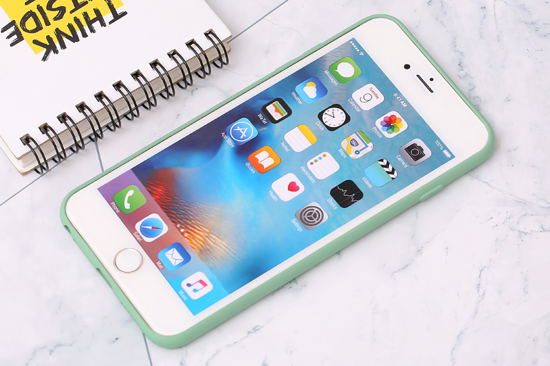 Ốp lưng iPhone 6/6s+ nhựa cứng viền dẻo Tempered Glass silk OSMIA Bạc Hà