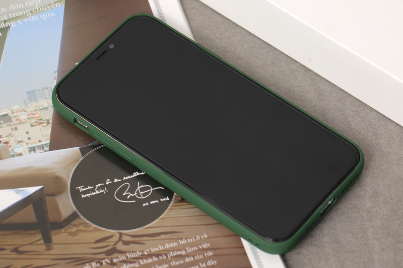 Ốp lưng iPhone 11 Pro nhựa cứng viền dẻo Tempered Glass silk OSMIA Xanh Bóng Đêm