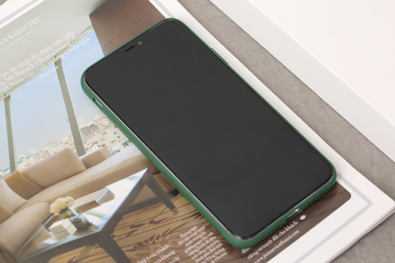Mua ốp lưng iPhone 11 Pro Max nhựa cứng viền dẻo Tempered Glass silk OSMIA Xanh Bóng Đêm
