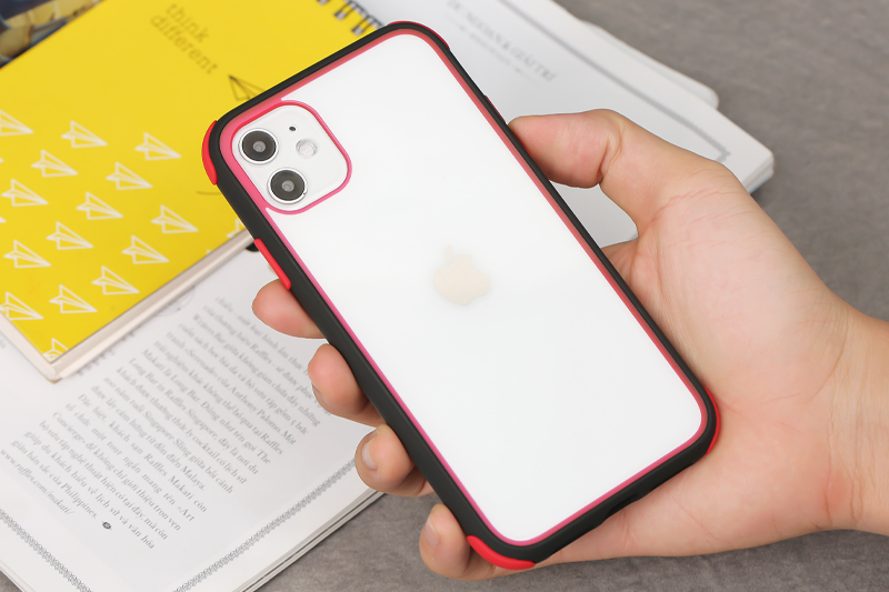 Ốp lưng iPhone 11 nhựa cứng viền dẻo SYLLAB JM Đen đỏ