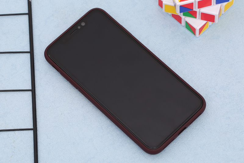 Ốp lưng iPhone Xs Max nhựa cứng viền dẻo PU Stander OSMIA Đỏ Rượu