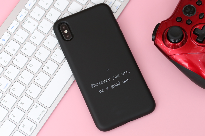 Ốp lưng iPhone Xs Max Nhựa dẻo Artifical Silicon Emboss printing MEEKER Black text 1