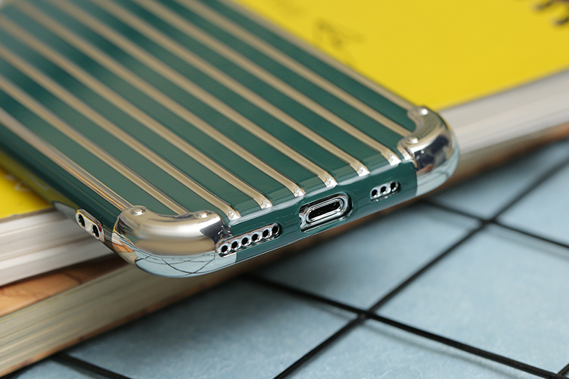 Ốp lưng iPhone 11 Pro nhựa dẻo Electroplating Luggage Case COSANO Xanh bóng đêm