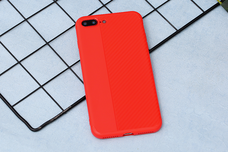 Ốp lưng iPhone 7 Plus/ 8 Plus nhựa dẻo Carbon Mix OSMIA Đỏ