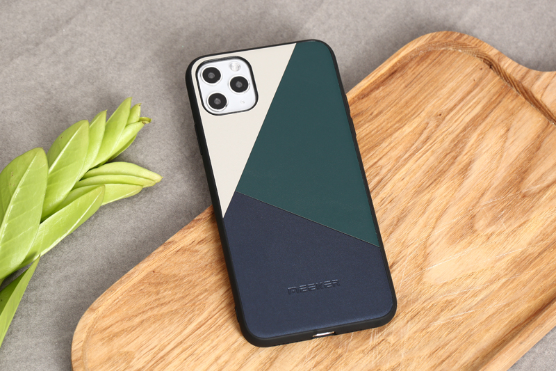 Ốp lưng iPhone 11 Pro Max Nhựa cứng viền dẻo Mixed color leather case MEEKER Xanh