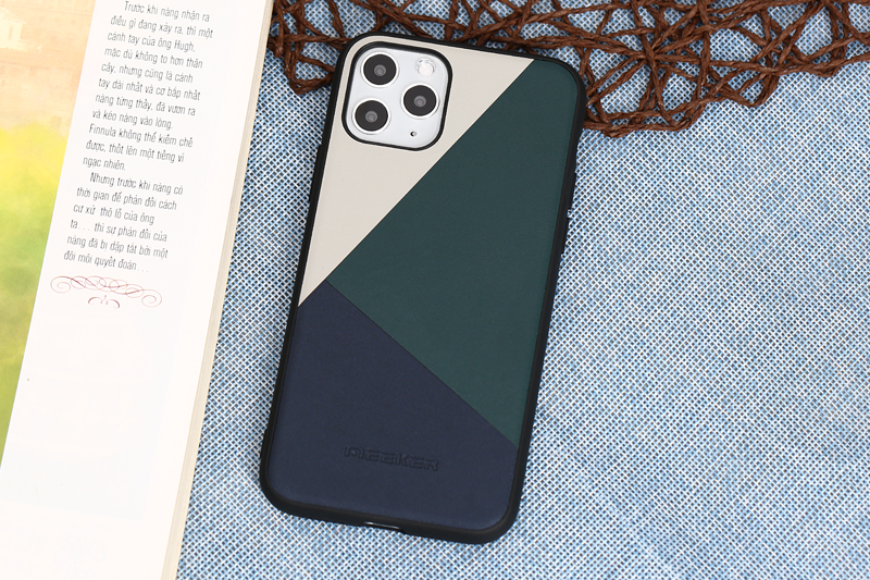 Ốp lưng iPhone 11 Pro Nhựa cứng viền dẻo Mixed color leather case MEEKER Xanh
