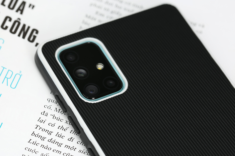 Ốp lưng Galaxy A71 nhựa cứng viền dẻo Line II JM TPU PU Đen
