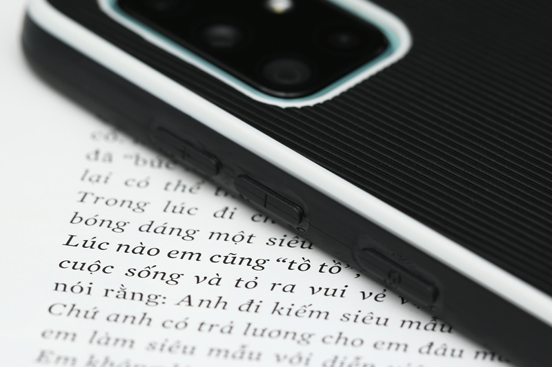 Ốp lưng Galaxy A71 nhựa cứng viền dẻo Line II JM TPU PU Đen