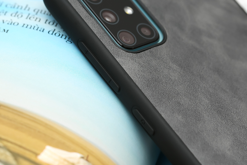 Ốp lưng Galaxy A71 nhựa dẻo Morie PU Case COSANO Xám đậm