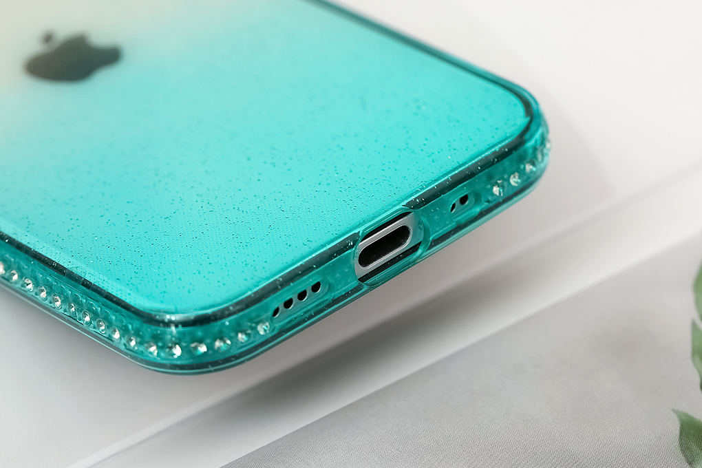 Ốp lưng iPhone 12/ 12 Pro nhựa dẻo Shining Diamond OSMIA Xanh