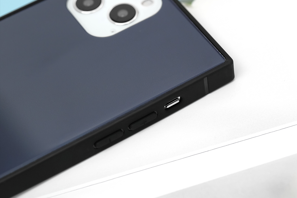 Ốp lưng iPhone 12/ 12 Pro nhựa cứng viền dẻo Tempered Glass-square OSMIA Navy