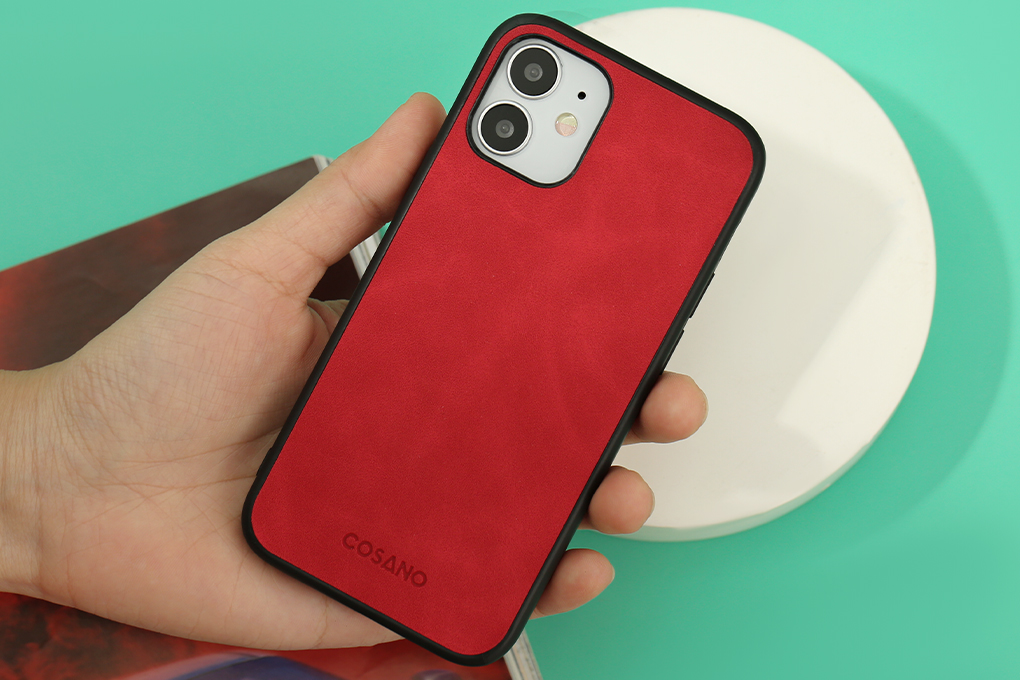 Ốp lưng iPhone 12 mini Nhựa cứng viền dẻo Tex PU Case COSANO Đỏ