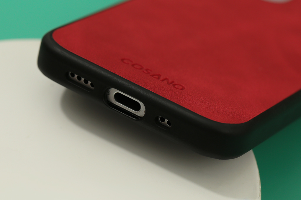Ốp lưng iPhone 12 mini Nhựa cứng viền dẻo Tex PU Case COSANO Đỏ