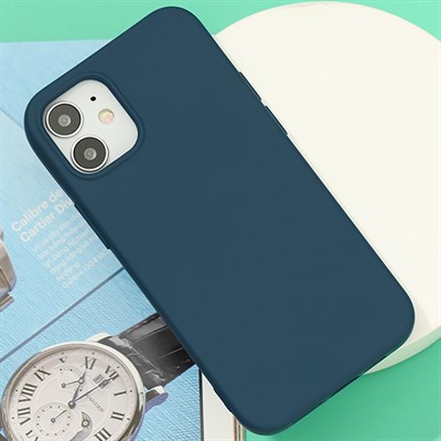 Ốp lưng iPhone 12 mini Nhựa cứng viền dẻo Silicone Felt Cover COSANO Navy