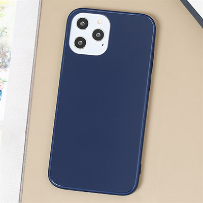 Ốp lưng iPhone 12 Pro Max nhựa cứng viền dẻo Tempered Glass Silk OSMIA Navy