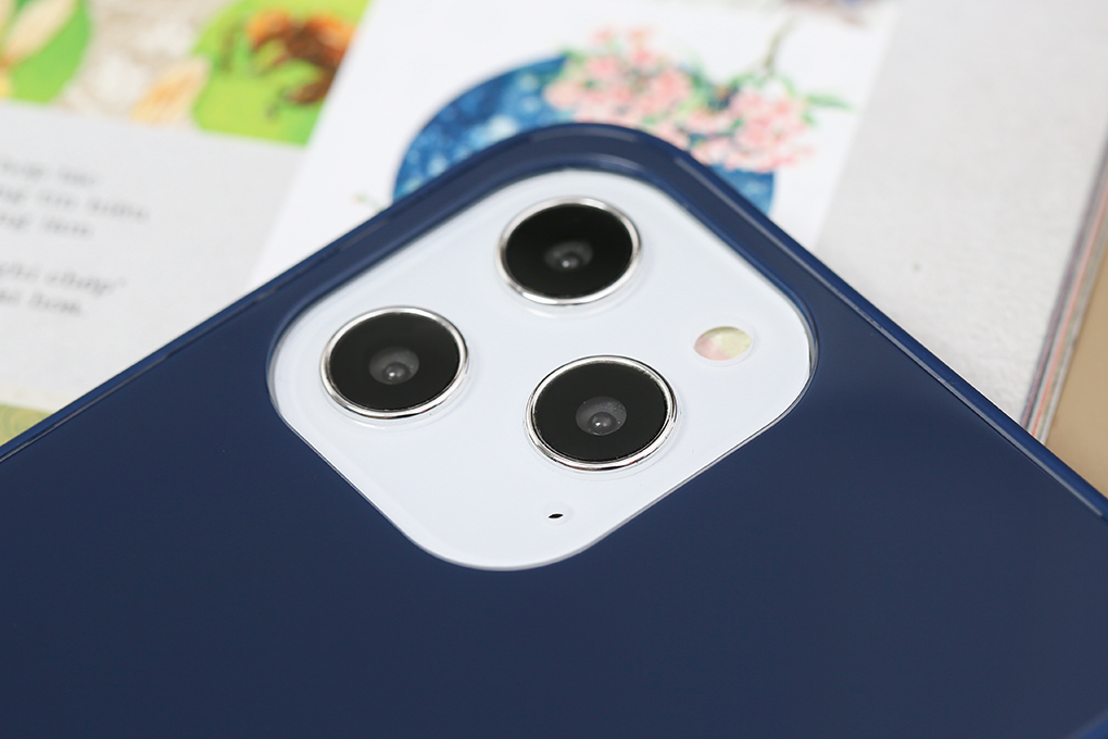 Ốp lưng iPhone 12 Pro Max nhựa cứng viền dẻo Tempered Glass Silk OSMIA Navy