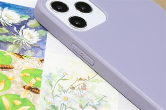 Ốp lưng iPhone 12/12 Pro nhựa cứng viền dẻo Tempered Glass Silk OSMIA Tím Nhạt