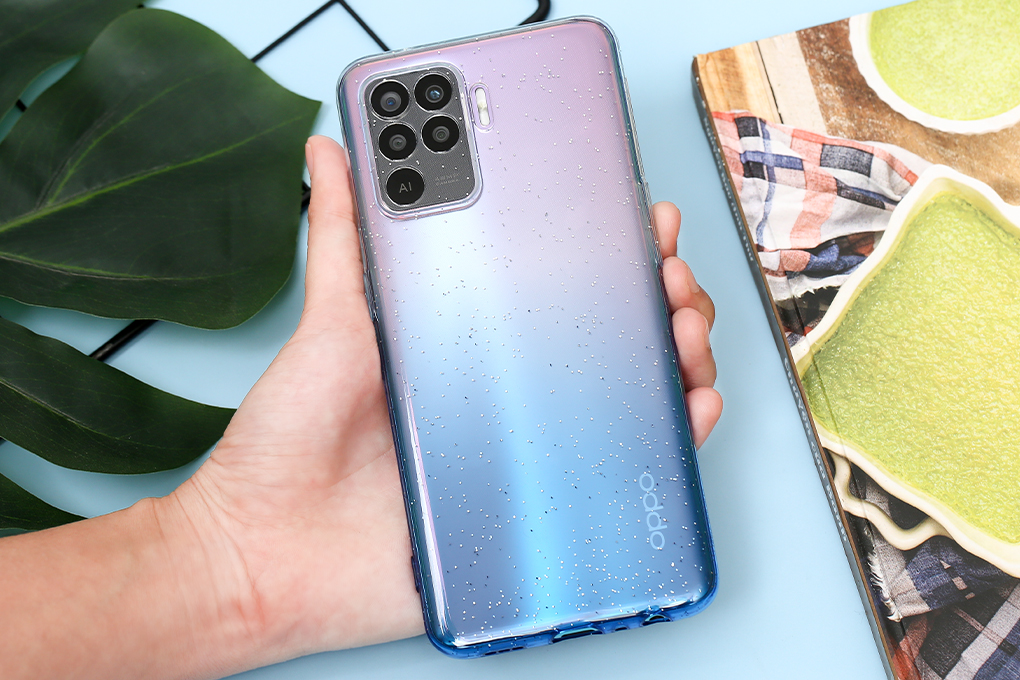 Ốp lưng OPPO A94 Nhựa dẻo Double Color TPU with Shining Powder COSANO Xanh