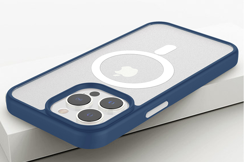 Ốp lưng iPhone 13 Pro Max Nhựa dẻo PMMA Back Magnet Case COSANO Xanh Navy