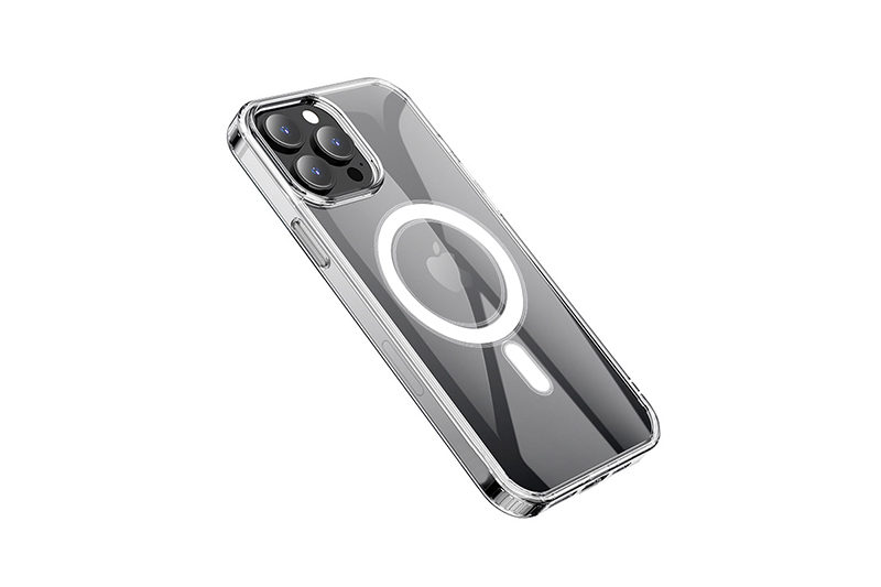 Ốp lưng iPhone 13 Pro Max Nhựa dẻo MAGSAFE CRTSTAL JM Viền Trắng