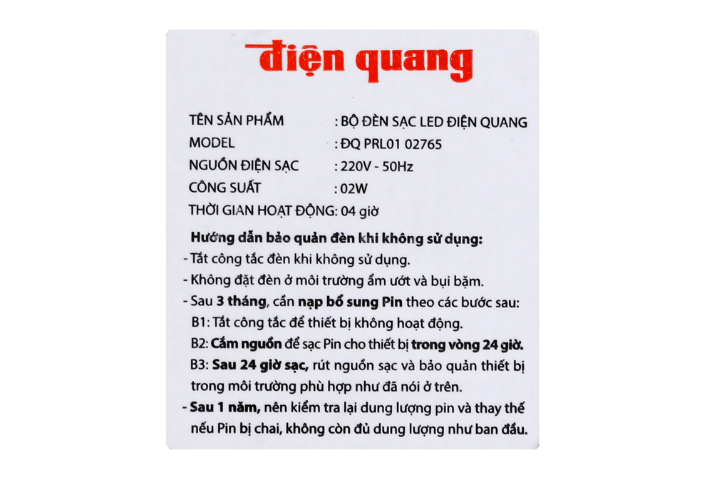 Đèn sạc Điện Quang ĐQ PRL01 02765