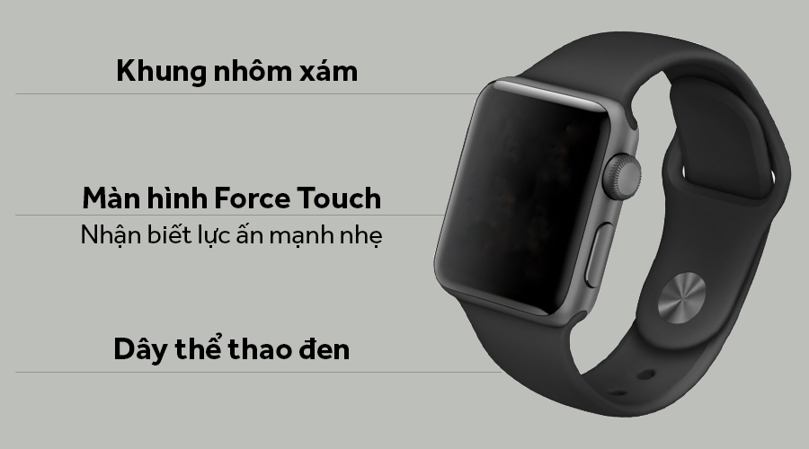 Apple Watch S3 GPS 42mm viền nhôm dây cao su đen