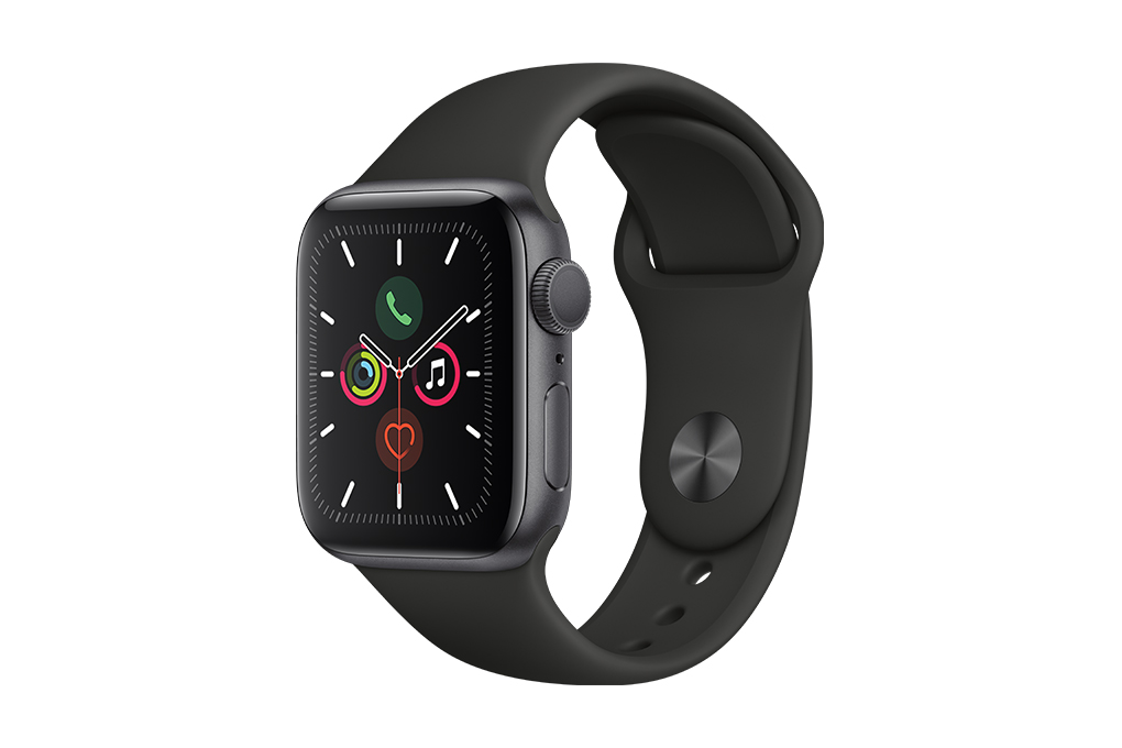 Apple Watch S5 44mm viền nhôm dây cao su đen