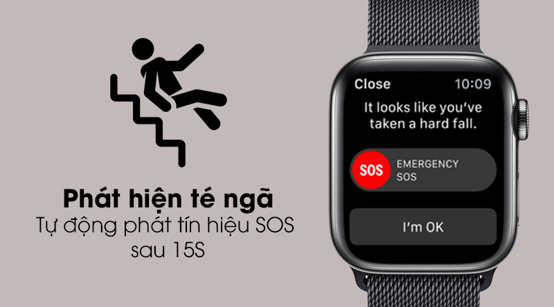 Apple Watch S5 LTE 44mm viền thép dây thép đen