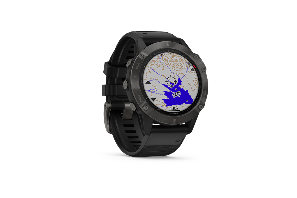 Đồng hồ thông minh Garmin Fenix 6 Saphire dây silicone viền Carbon chính hãng
