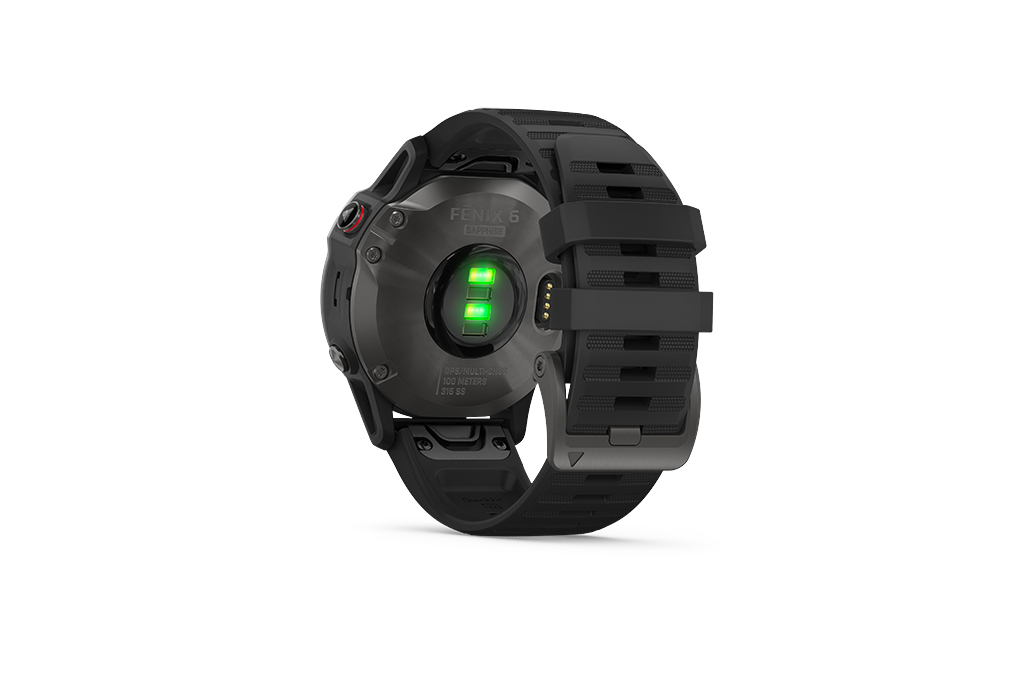 Đồng hồ thông minh Garmin Fenix 6 Saphire dây silicone viền Carbon