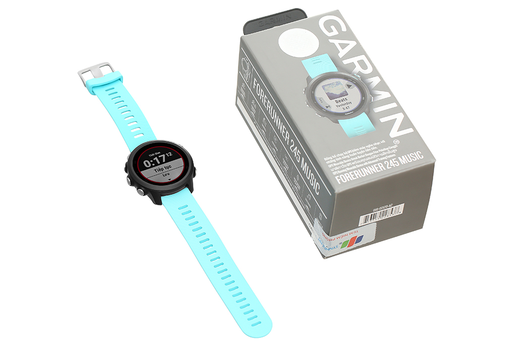 Đồng hồ thông minh Garmin Forerunner 245 Music dây silicone xanh