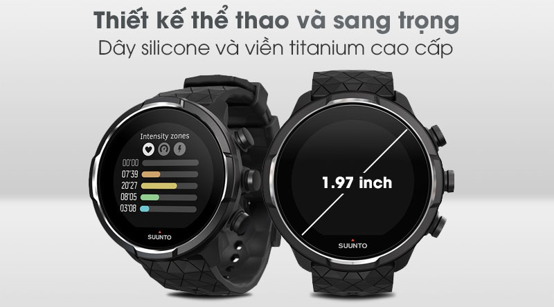 Đồng hồ thông minh Suunto 9 Baro titanium dây silicone