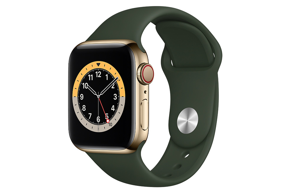 Apple Watch S6 LTE 40mm viền thép dây cao su xanh