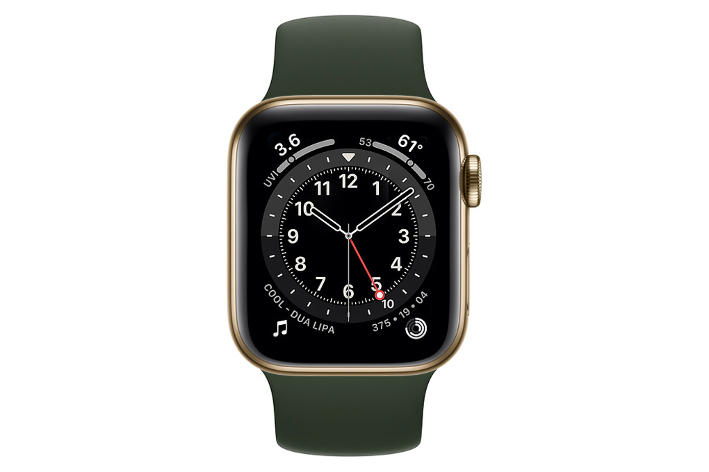 Mua apple Watch S6 LTE 40mm viền thép dây cao su xanh