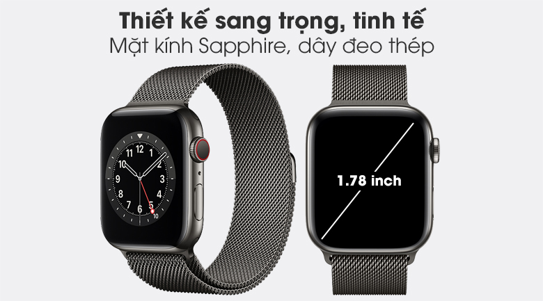 Apple Watch S6 LTE 44mm viền thép dây thép