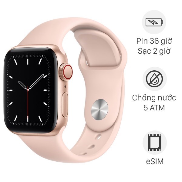 Apple Watch SE LTE 40mm viền nhôm dây cao su hồng