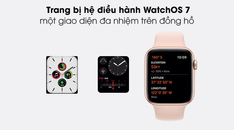 Apple Watch SE LTE 44mm viền nhôm dây cao su đen