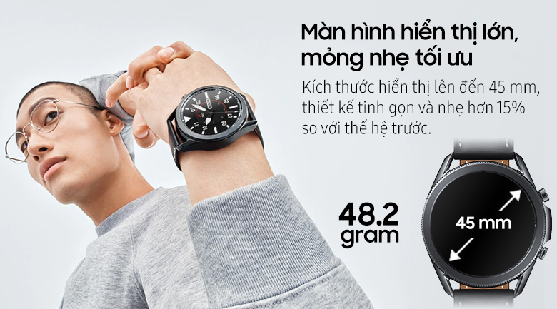 Samsung Galaxy Watch 3 45mm viền thép bạc dây da