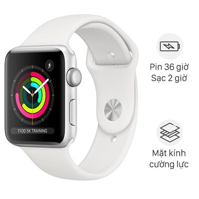 Apple Watch S3 GPS 42mm viền nhôm dây cao su trắng