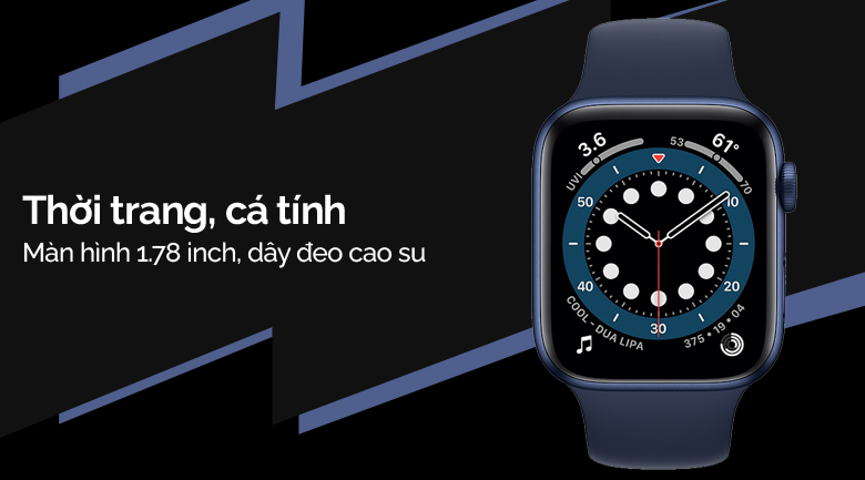 Apple Watch S6 LTE 44mm viền nhôm dây cao su xanh dương