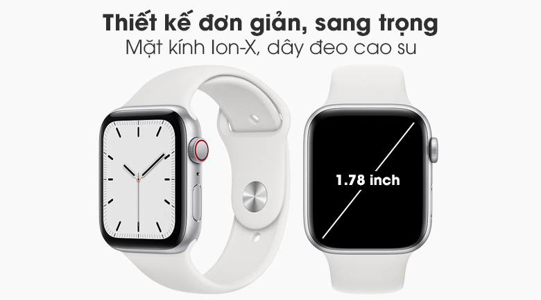 Apple Watch SE LTE 44mm viền nhôm dây cao su trắng