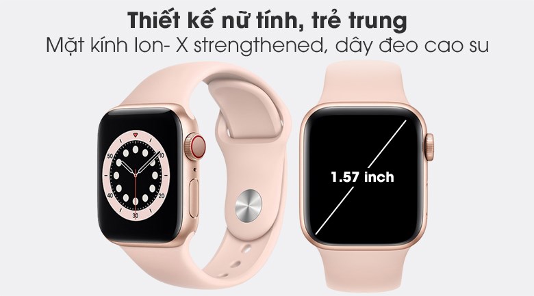 Apple Watch S6 LTE 40mm viền nhôm dây cao su hồng
