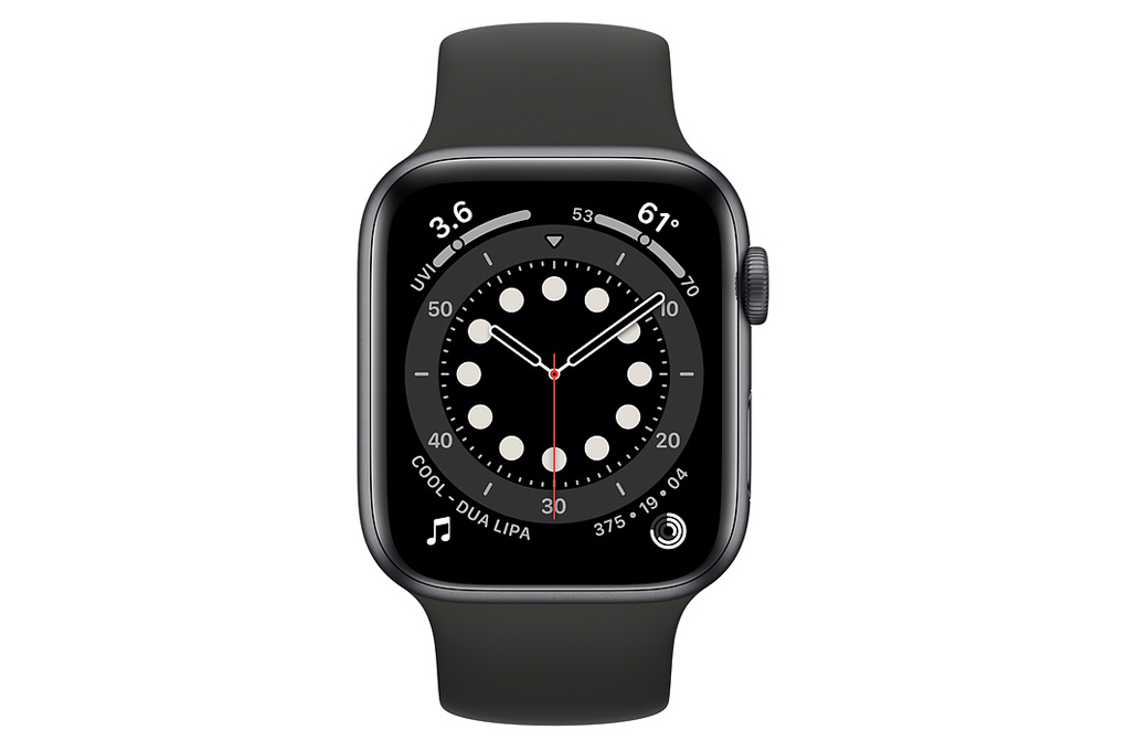 Apple Watch S6 44mm viền nhôm dây cao su đen