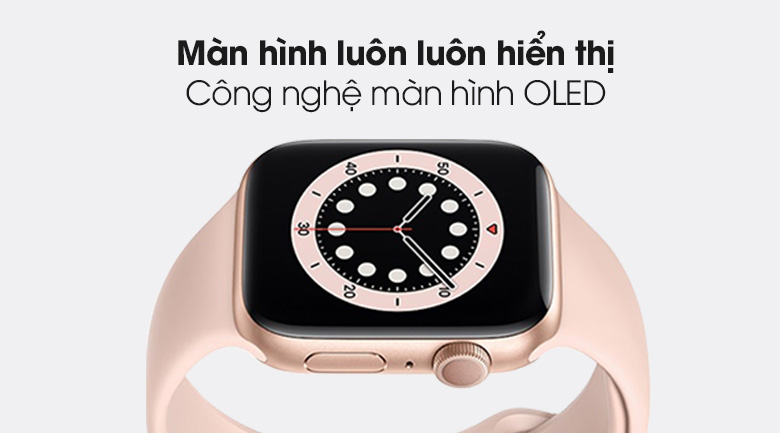 Apple Watch S6 44mm viền nhôm dây cao su hồng